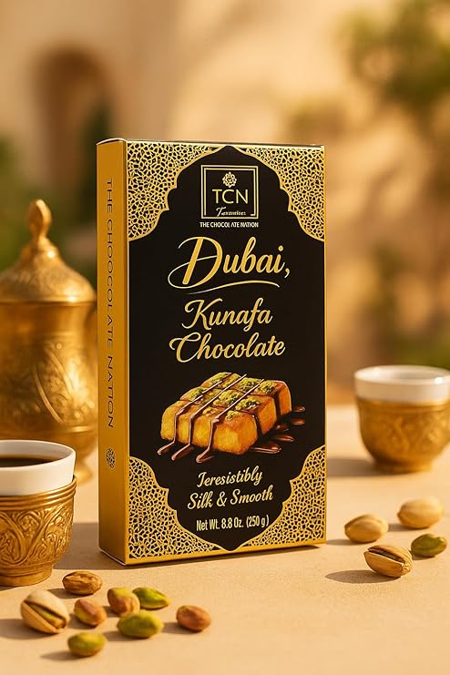 The Chocolate Nation Dubai Kunafa 200 GM Pistachios Chocolate | Kunafa Chocolate Bar Bites enriched with Pistachio | stuffed with pistachios | Dubai Kunafa Chocolate Bar/Milk Chocolate